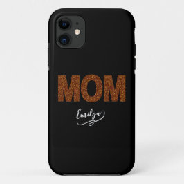 Personalized name mom elegant brown glitter Case-Mate iPhone hülle