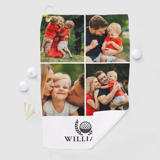 Personalized Name Monogram 4 Photo Golfhandtuch (Insitu)