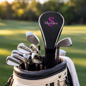 Personalized Name Monogram Black Pink Golf Headcover