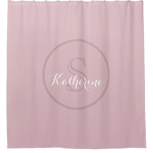 Personalized Name Monogram Dusty Rose Duschvorhang (Vorderseite)