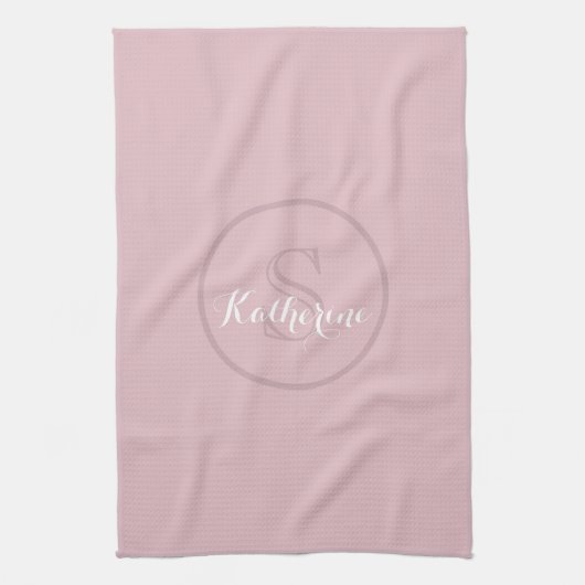 Personalized Name Monogram Dusty Rose Geschirrtuch (Vertikal)