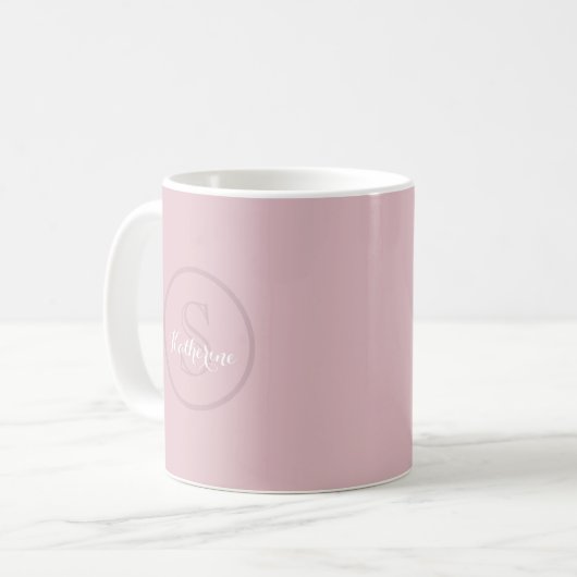 Personalized Name Monogram Dusty Rose Kaffeetasse (Vorderseite Links)