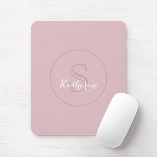 Personalized Name Monogram Dusty Rose Mousepad (Mit Mouse)