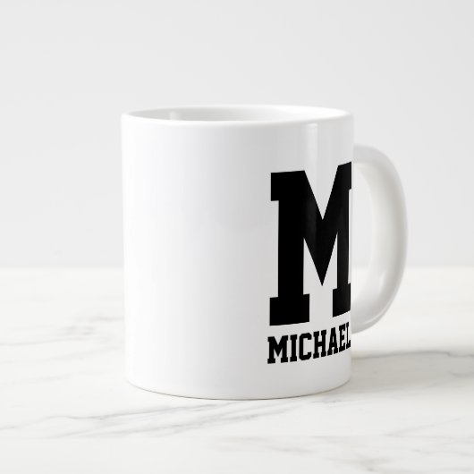 Personalized name monogram extra large Jumbo-Tasse (Vorderseite Rechts)