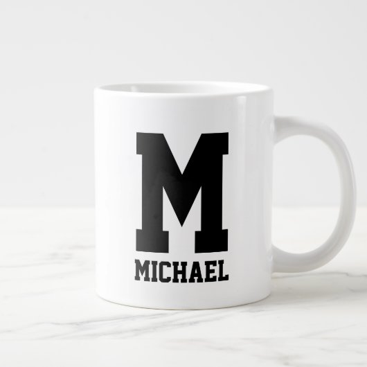 Personalized name monogram extra large Jumbo-Tasse (Rechts)