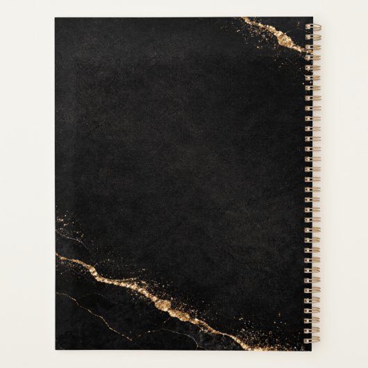 Personalized Name Monogram Golden Black Planner Planer (Rückseite)
