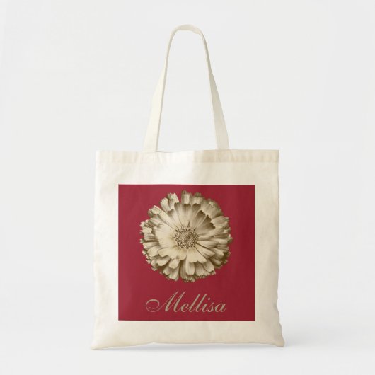 Personalized Name Monogram Golden Sunflower Tragetasche (Vorne)