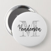 Personalized name monogram huge size round button (Vorne & Hinten)
