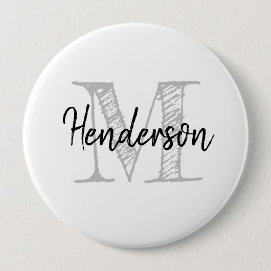 Personalized name monogram huge size round button (Vorderseite)