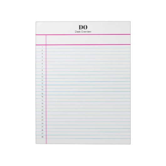 Personalized Name Monogram Numbered List Notepad Notizblock (Rotiert)