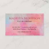 Personalized Name + Monogram Pink Watercolor Ink Visitenkarte (Rückseite)