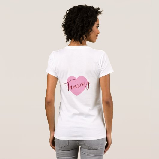 Personalized Name Monogram T - Shirt | Pink Design (Schwarz voll)