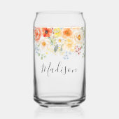 Personalized Name Monogram Watercolor Sunny Floral Dosenglas (Vorderseite)