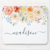 Personalized Name Monogram Watercolor Sunny Floral Mousepad (Vorne)