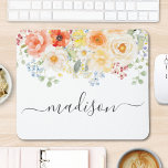 Personalized Name Monogram Watercolor Sunny Floral Mousepad<br><div class="desc">Introducing our Personalized Name Monogram Watercolor Sunny Floral Mouse Pad. Featuring watercolor illustration of flower arrangement with bright colors and editable elegant calligraphy text that can be personalized your name. Suitable as a gift for flower lovers women and girls.</div>