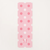 Personalized name monogram white pink floral yogamatte (Vorderseite)