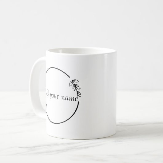 Personalized Name Mug – Minimal Floral Design Kaffeetasse (Vorderseite Links)