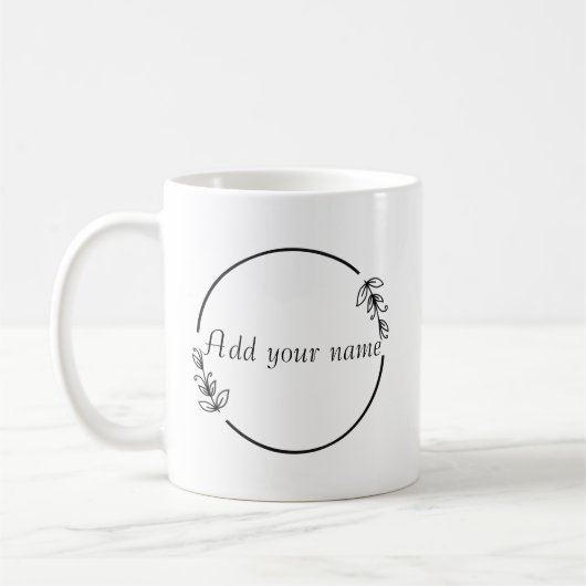 Personalized Name Mug – Minimal Floral Design Kaffeetasse (Links)
