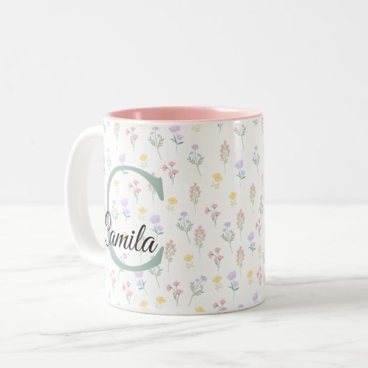 Personalized Name Mug with Initial  Zweifarbige Tasse (Vorderseite Links)