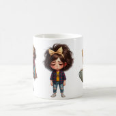 Personalized Name & N Sleepy Morning Plaid Charact Kaffeetasse (Mittel)