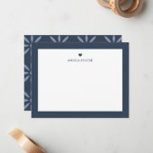 Personalized Name Navy Blue Heart Note Card Mitteilungskarte (Vorderseite/Rückseite Beispiel)
