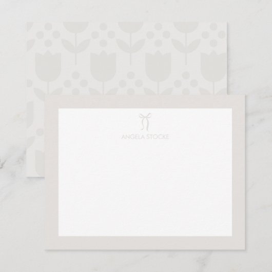 Personalized Name Neutral Bow Mitteilungskarte (Vorne/Hinten)