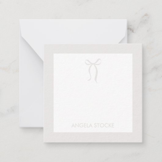 Personalized Name Neutral Bow Mitteilungskarte (Vorderseite)