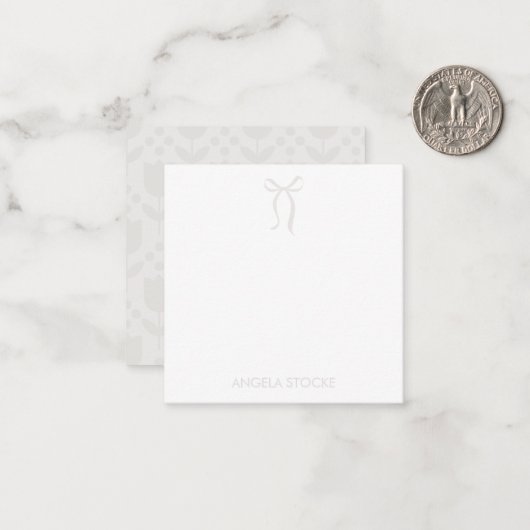 Personalized Name Neutral Bow Mitteilungskarte (Vorderseite/Rückseite Beispiel)