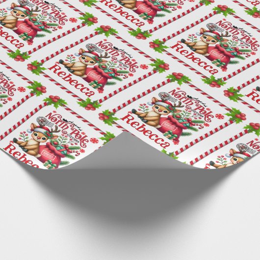 Personalized Name North Pole Delivery Christmas Geschenkpapier (Ecke)