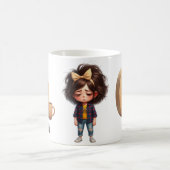 Personalized Name & O Sleepy Morning Plaid Charact Kaffeetasse (Mittel)
