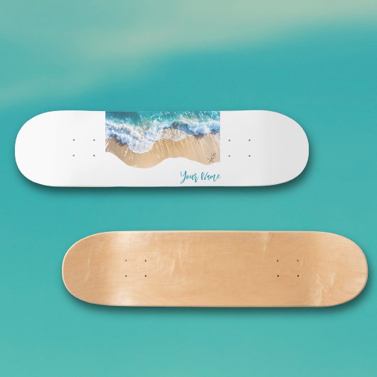 Personalized Name Ocean Beach Waves  Skateboard