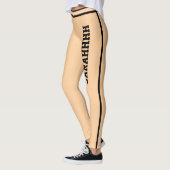 Personalized Name Peach And Black Stripes Fun Gift Leggings (Links)