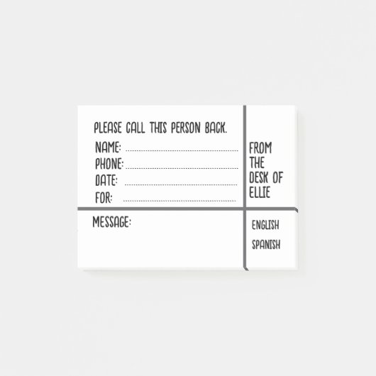 Personalized Name Phone Message Office Post-it Klebezettel (Vorderseite)