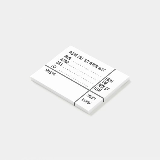 Personalized Name Phone Message Office Post-it Klebezettel (angewinkelt)