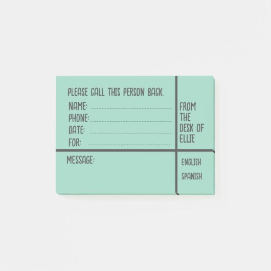 Personalized Name Phone Message Office Post-it Klebezettel (Vorderseite)