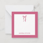 Personalized Name Pink Bow Mitteilungskarte (Vorderseite)