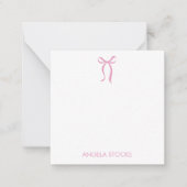 Personalized Name Pink Bow Mitteilungskarte (Vorderseite)