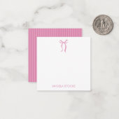 Personalized Name Pink Bow Mitteilungskarte (Vorderseite/Rückseite Beispiel)