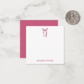 Personalized Name Pink Bow Mitteilungskarte (Vorderseite/Rückseite Beispiel)