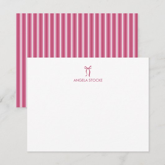 Personalized Name Pink Bow Mitteilungskarte (Vorne/Hinten)