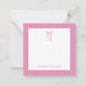 Personalized Name Pink Bow Mitteilungskarte (Vorderseite)