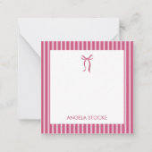 Personalized Name Pink Bow Mitteilungskarte (Vorderseite)