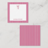 Personalized Name Pink Bow Mitteilungskarte (Vorne/Hinten)