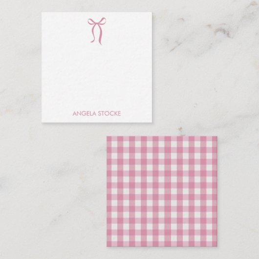 Personalized Name Pink Bow Mitteilungskarte (Vorne/Hinten)