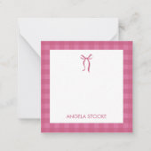 Personalized Name Pink Bow Note Card Mitteilungskarte (Vorderseite)