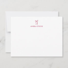 Personalized Name Pink Bow Note Card Mitteilungskarte