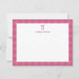 Personalized Name Pink Bow Note Card Mitteilungskarte