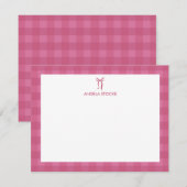 Personalized Name Pink Bow Note Card Mitteilungskarte (Vorne/Hinten)