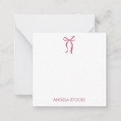 Personalized Name Pink Bow Note Card Mitteilungskarte (Vorderseite)