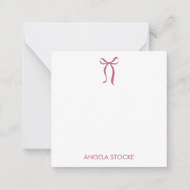 Personalized Name Pink Bow Note Card Mitteilungskarte